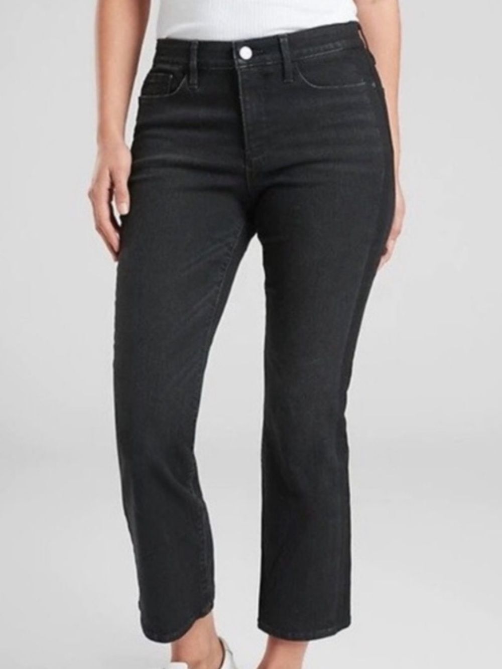 Athleta Sculptek High Rise Crop Kick Jean Carbon Wash Black Womens 8 Petite